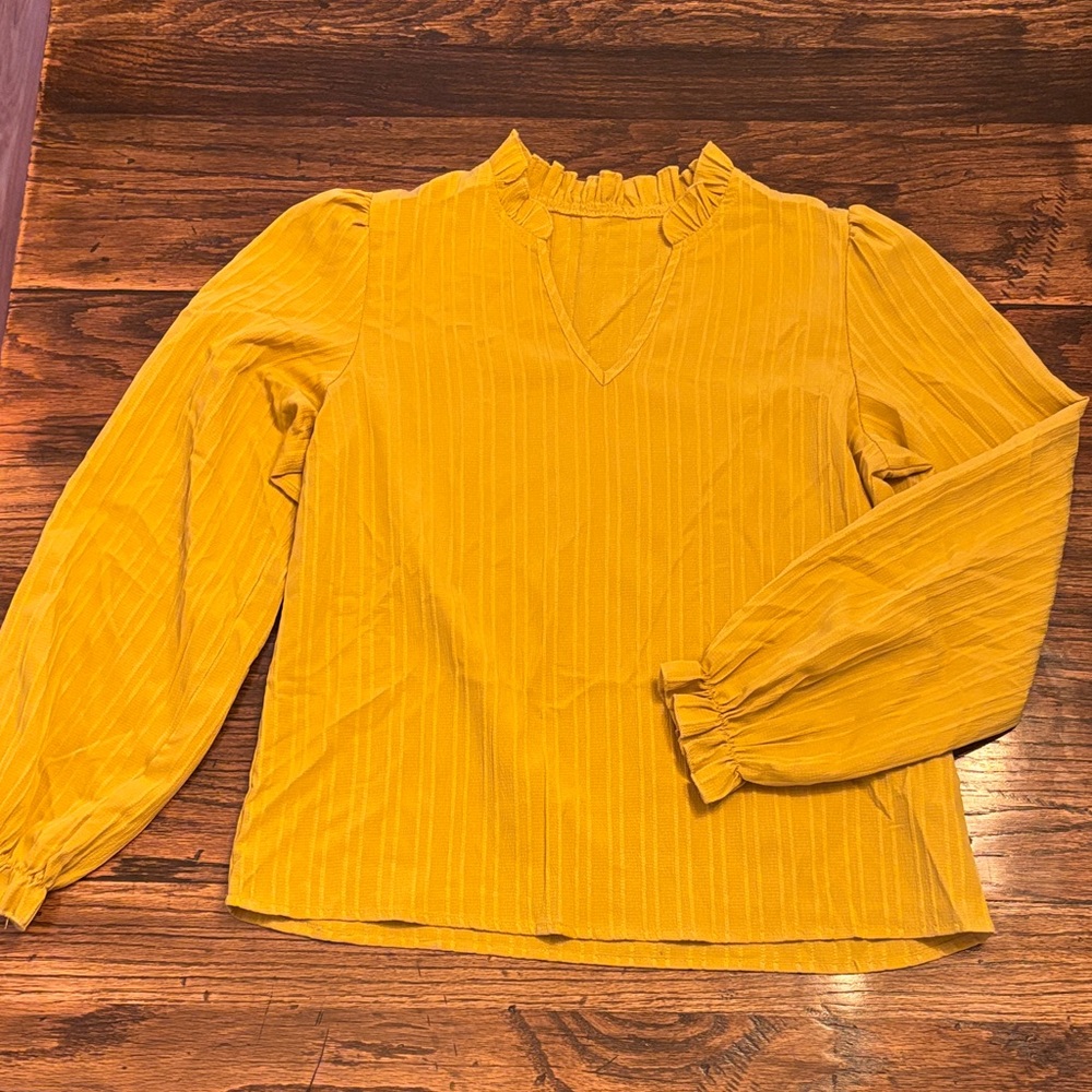 SHEIN Mustard Ruffled Blouse